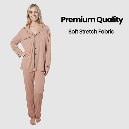 Daisy Dreamer Womens Natural Pyjama Set Soft Touch Fabric Long Sleeve Top Easy Care – product image 6 of 7