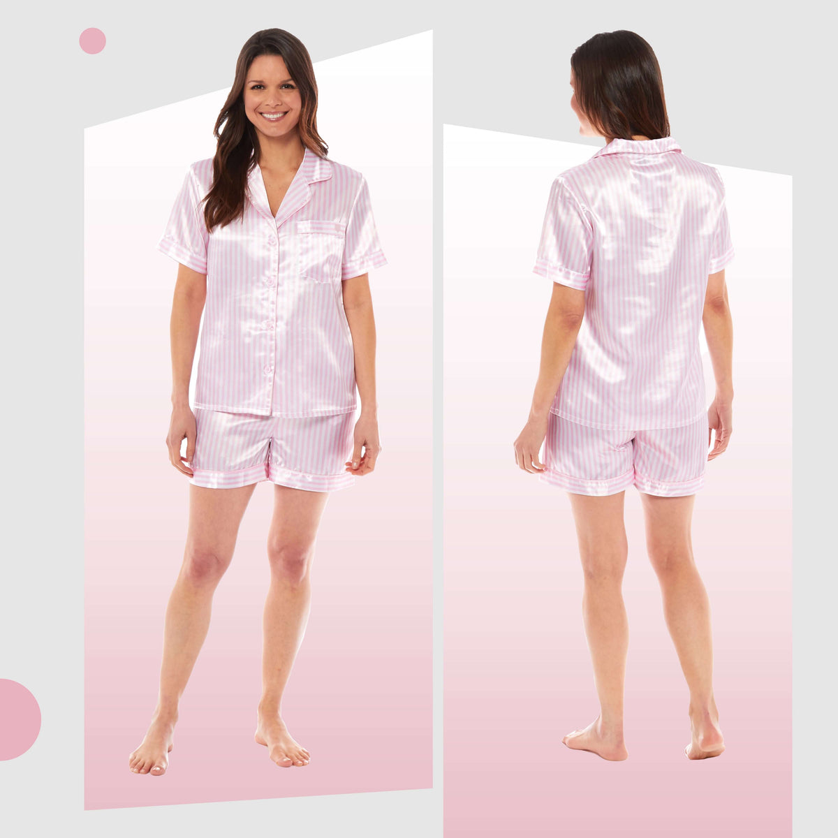 Daisy Dreamer Women's Satin Silk Short Pyjama Set Black Pink Grey UK Sizes 8-22 Easy-Care Cotton Rich Sleep Set – product image 8 of 15