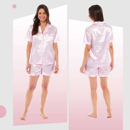 Daisy Dreamer Women's Satin Silk Short Pyjama Set Black Pink Grey UK Sizes 8-22 Easy-Care Cotton Rich Sleep Set – product image 8 of 15