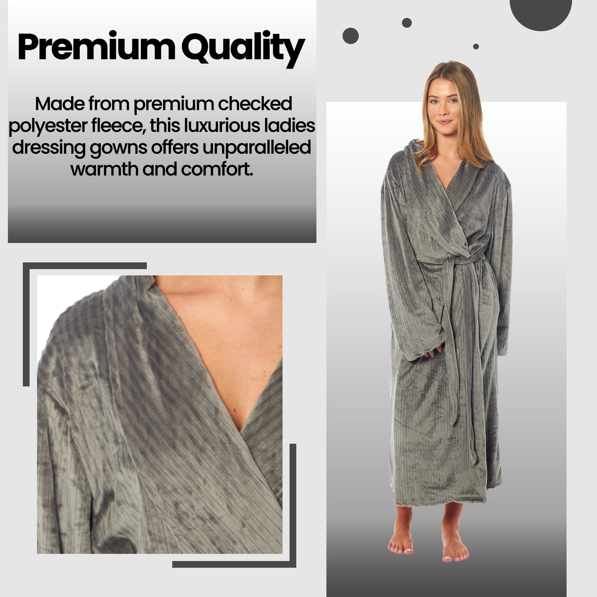 Daisy Dreamer Women's Stripe Jacquard Dressing Gown With Belt Pockets Shawl Collar – product image 5 of 8