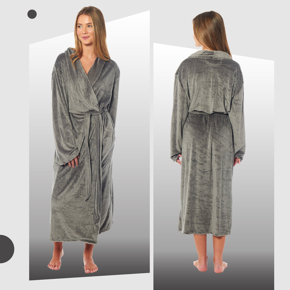 Daisy Dreamer Women's Stripe Jacquard Dressing Gown With Belt Pockets Shawl Collar – product image 4 of 8