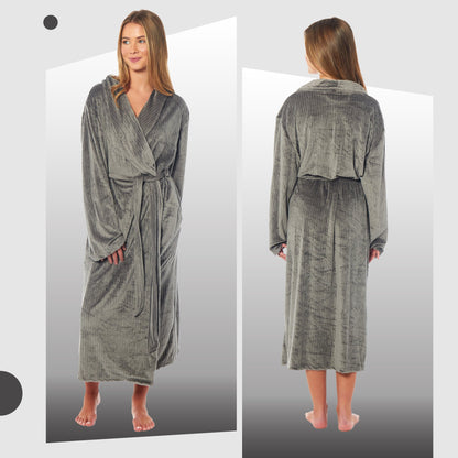 Daisy Dreamer Women's Stripe Jacquard Dressing Gown With Belt Pockets Shawl Collar – product image 4 of 8