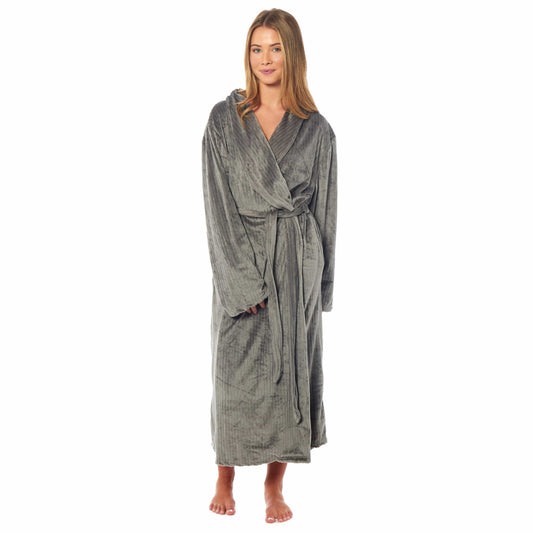 Daisy Dreamer Women's Stripe Jacquard Dressing Gown With Belt Pockets Shawl Collar – product image 1 of 8