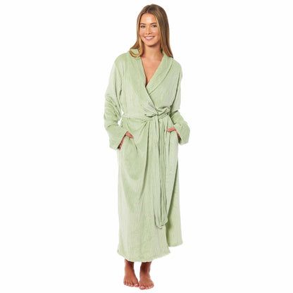 Daisy Dreamer Women's Stripe Jacquard Dressing Gown With Belt Pockets Shawl Collar – product image 6 of 8