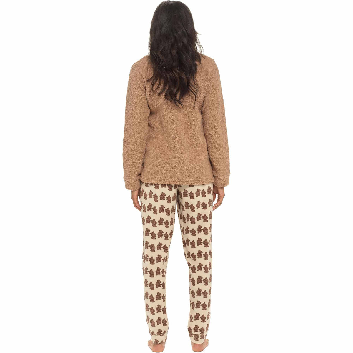 Daisy Dreamer Women's Teddy Bear Fleece Pyjama Set Long Sleeve Top Patterned Elastic – product image 2 of 3