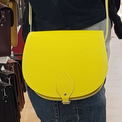 Handmade Leather Saddle Bag - Pastel Daffodil Yellow – product image 4 of 4